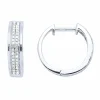 Boucles d'oreilles créoles double rangs diamant or blanc