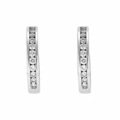 Boucles d'oreilles Créoles or blanc et diamants