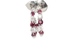 Boucles d'oreilles créoles en or blanc, rubis et diamants