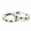 Boucles d'oreilles créoles avec diamants et émeraudes