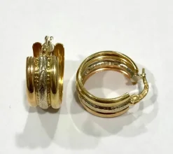 Boucles d’oreilles créoles ciselées 3 ors