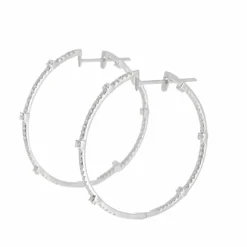 Boucles d'Oreilles Créoles Or Blanc et Diamants