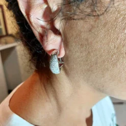 Boucles d'oreilles créoles or blanc diamants