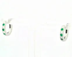 Boucles d'oreilles créoles avec diamants et émeraudes