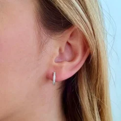Boucles d'oreilles créoles or blanc diamants