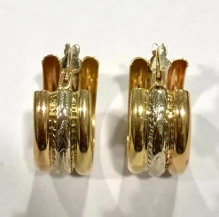 Boucles d’oreilles créoles ciselées 3 ors