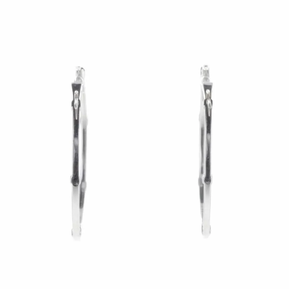 Boucles d'Oreilles Créoles Or Blanc et Diamants