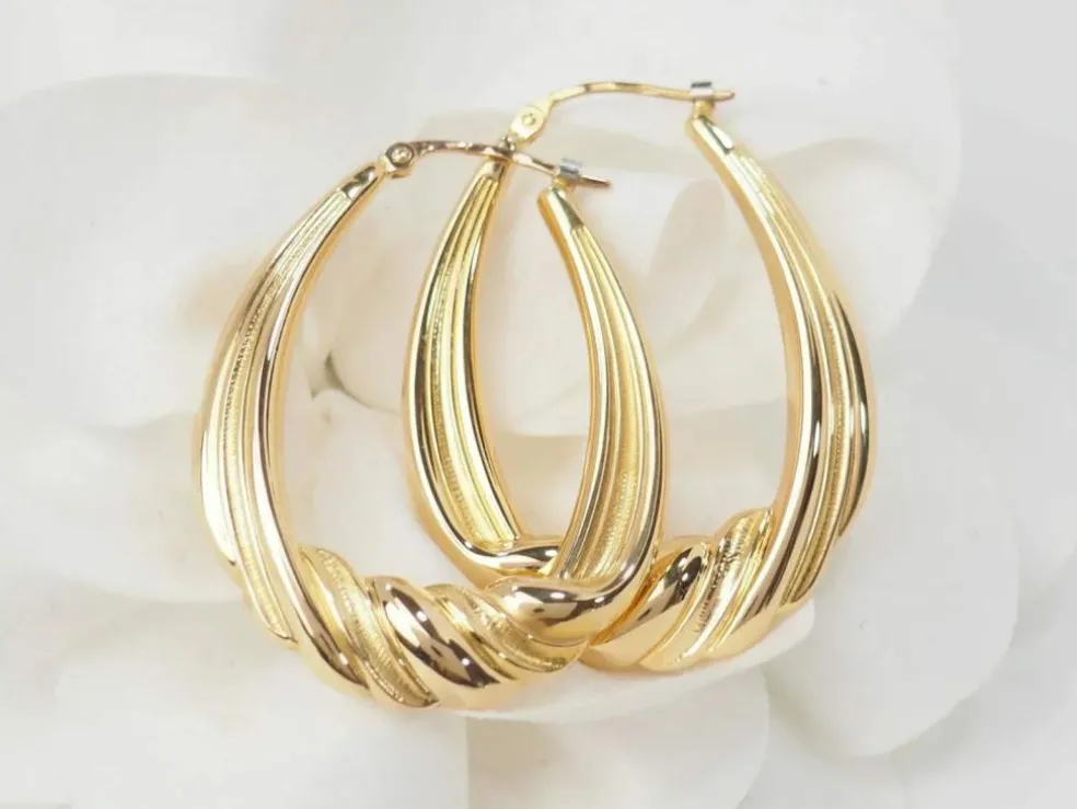 Boucles d'oreilles créoles torsadés en or jaune