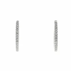 Boucles d'Oreilles Créoles Or Blanc et Diamants