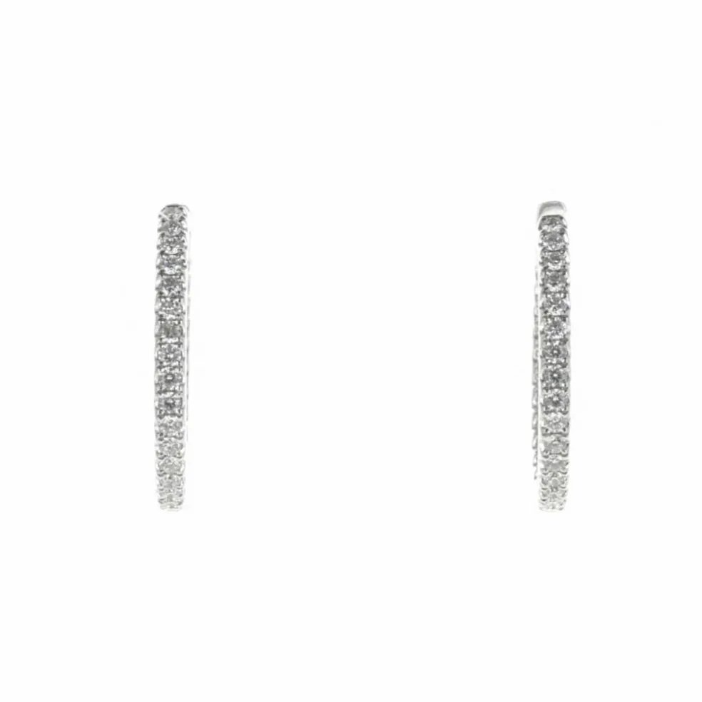 Boucles d'Oreilles Créoles Or Blanc et Diamants