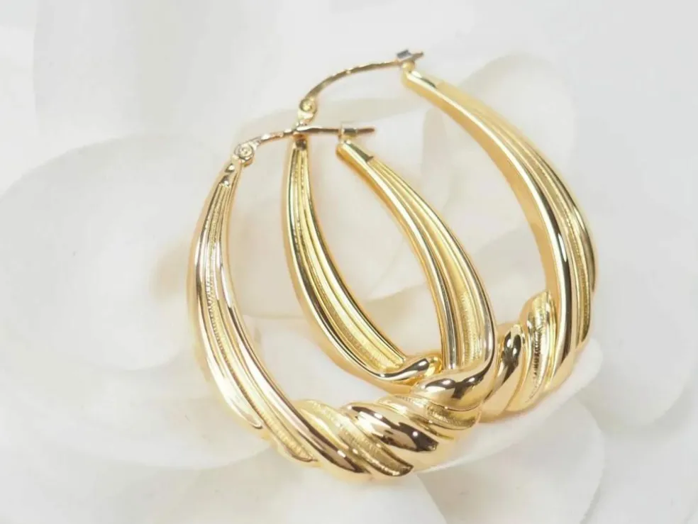 Boucles d'oreilles créoles torsadés en or jaune