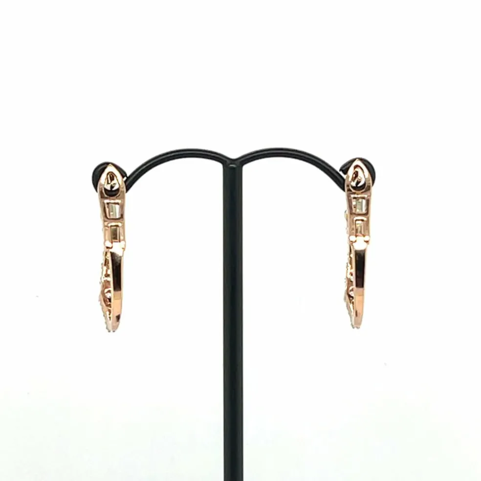 Boucles d'oreilles créoles en or rose 18 carats et diamants