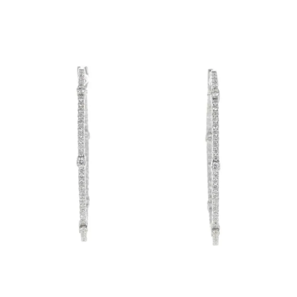 Boucles d'Oreilles Créoles Or Blanc et Diamants