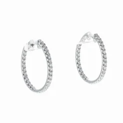 Boucles d'Oreilles Créoles Or Blanc et Diamants