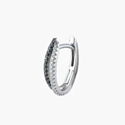 Boucles d'oreilles créoles diamants blancs et noirs