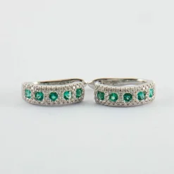 Boucles d'Oreilles Créoles Emeraudes