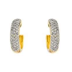 Boucles d'oreilles Demi créoles Or jaune, Or blanc Diamant