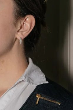Boucles d'oreilles Demi créoles Or jaune, Or blanc Diamant