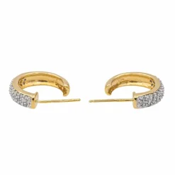 Boucles d'oreilles Demi créoles Or jaune, Or blanc Diamant