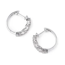 Boucles d'oreilles demi créoles Or gris Diamant