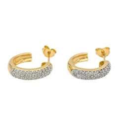 Boucles d'oreilles Demi créoles Or jaune, Or blanc Diamant