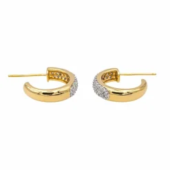 Boucles d'oreilles Demi créoles Or jaune, Or blanc Diamant