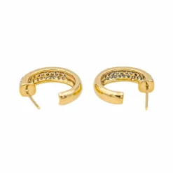 Boucles d'oreilles Demi créoles Or jaune, Or blanc Diamant