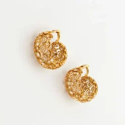 Boucles d'oreilles dentelle or et diamants