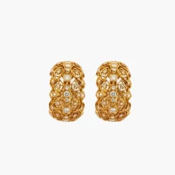 Boucles d'oreilles dentelle or et diamants