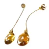 BOUCLES D'OREILLES DIAMANTS GOUTTES CITRINE