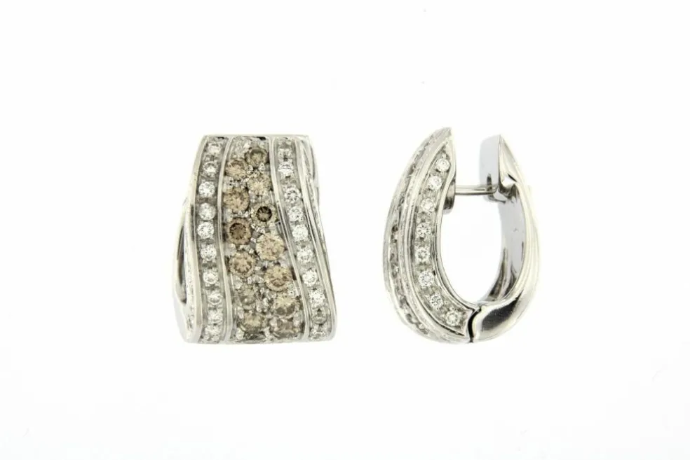 Boucles d'oreilles diamants blancs et bruns