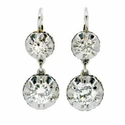 Boucles d'oreilles diamant, platine, 18 carats