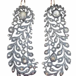 Boucles d'oreilles diamants argent et or de l'ère victorienne