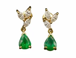 Boucles d'oreilles diamants émeraudes