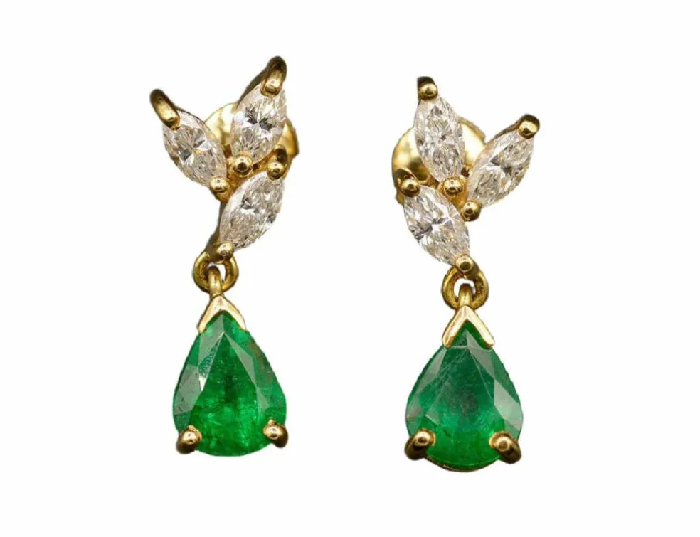 Boucles d'oreilles diamants émeraudes