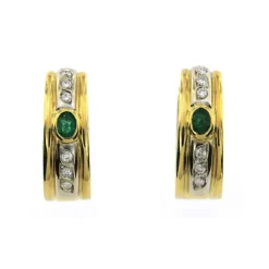 Boucles d'oreilles diamants et émeraudes