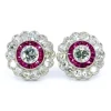 Boucles d'oreilles diamant rubis platine