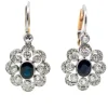Boucles d'oreilles, Diamant, Saphir
