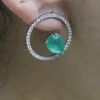Boucles d'oreilles diamants et fluorite