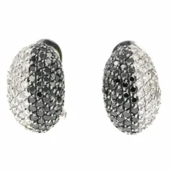 Boucles D'Oreilles Diamants Noirs Blancs