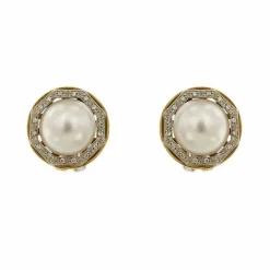 Boucles d'oreilles diamants et perles mabé