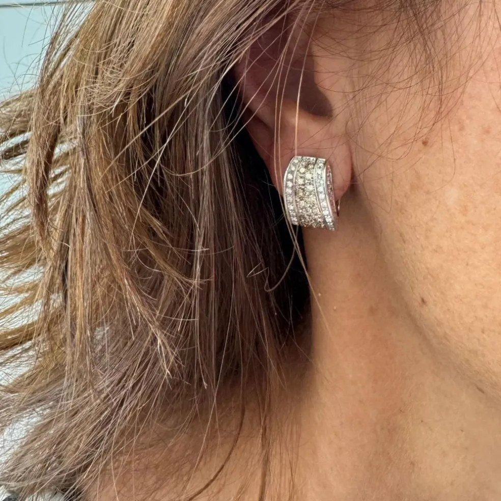 Boucles d'oreilles diamants blancs et bruns