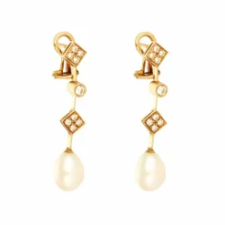 Boucles d'oreilles diamants perles