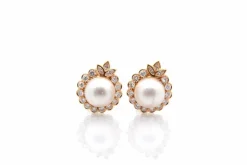 Boucles d'oreilles diamants et perles mabé