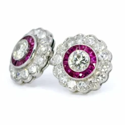Boucles d'oreilles diamant rubis platine