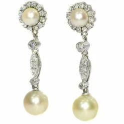 Boucles d'oreilles diamant et perle