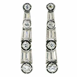 Boucles d'Oreilles Diamant, Platine