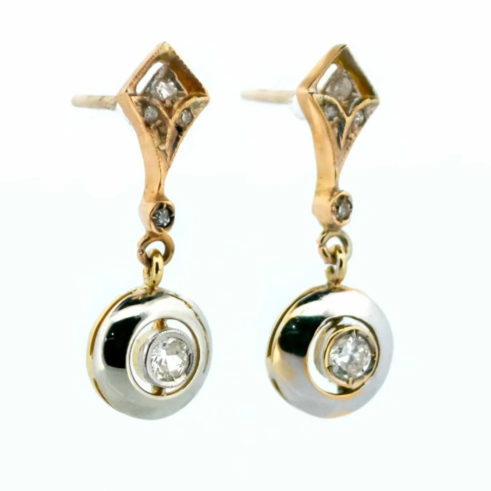 Boucles d'oreilles diamants, or et platine