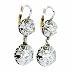 Boucles d'oreilles diamant, platine, 18 carats