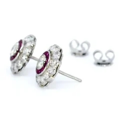Boucles d'oreilles diamant rubis platine